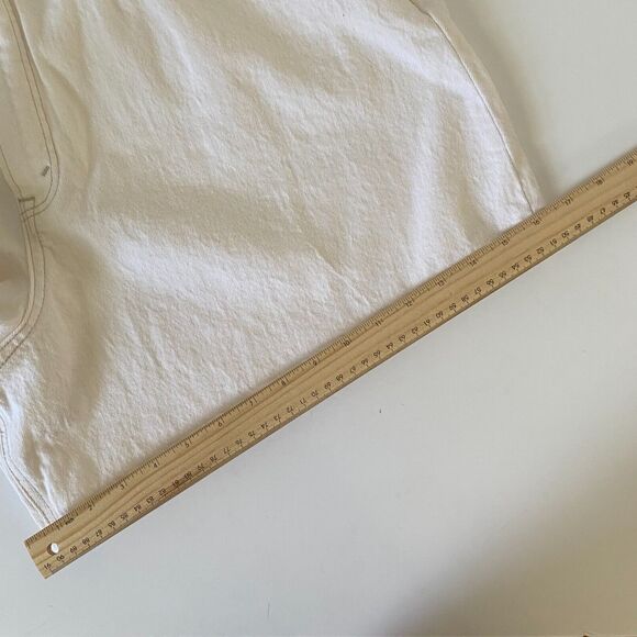 Abercrombie Fitch High Rise Shorts‎ Women's Size 34/18 Ivory and Faux Leather - Picture 10 of 13